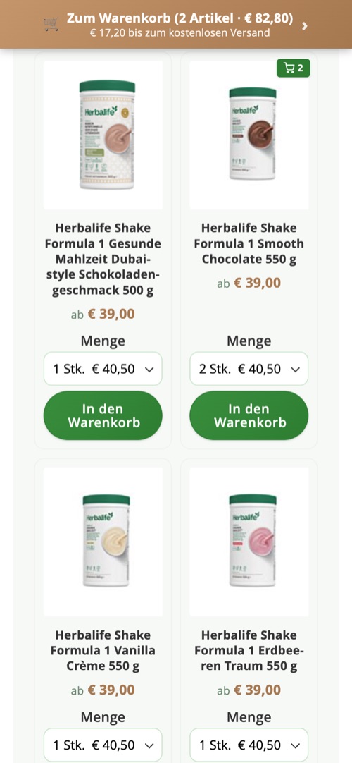 Produktseite mobil