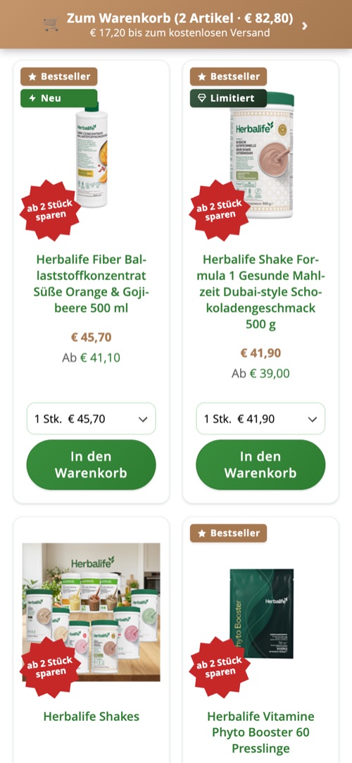 Minicart mit Versandkostenfrei-Fortschritt und Zahlarten-Icons